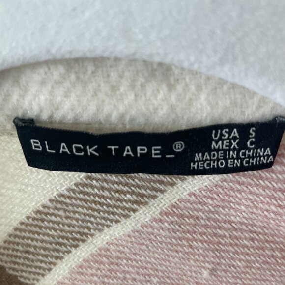BLACK TAPE SHACKET JACKET PINK CREAM TAUPE PLAID BUTTON DOWN SIZE SMALL NWT - Picture 2 of 10